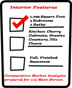 The interior features of a home should be considered by a real estate professional when performing a CMA.
